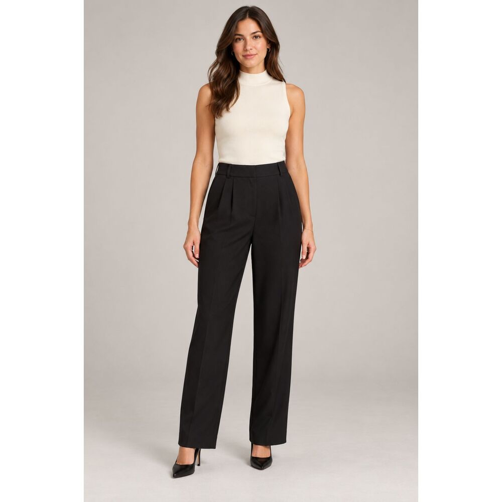 Abercrombie Sloane Tailored Wide Leg Trousers Black Size 2 Regular